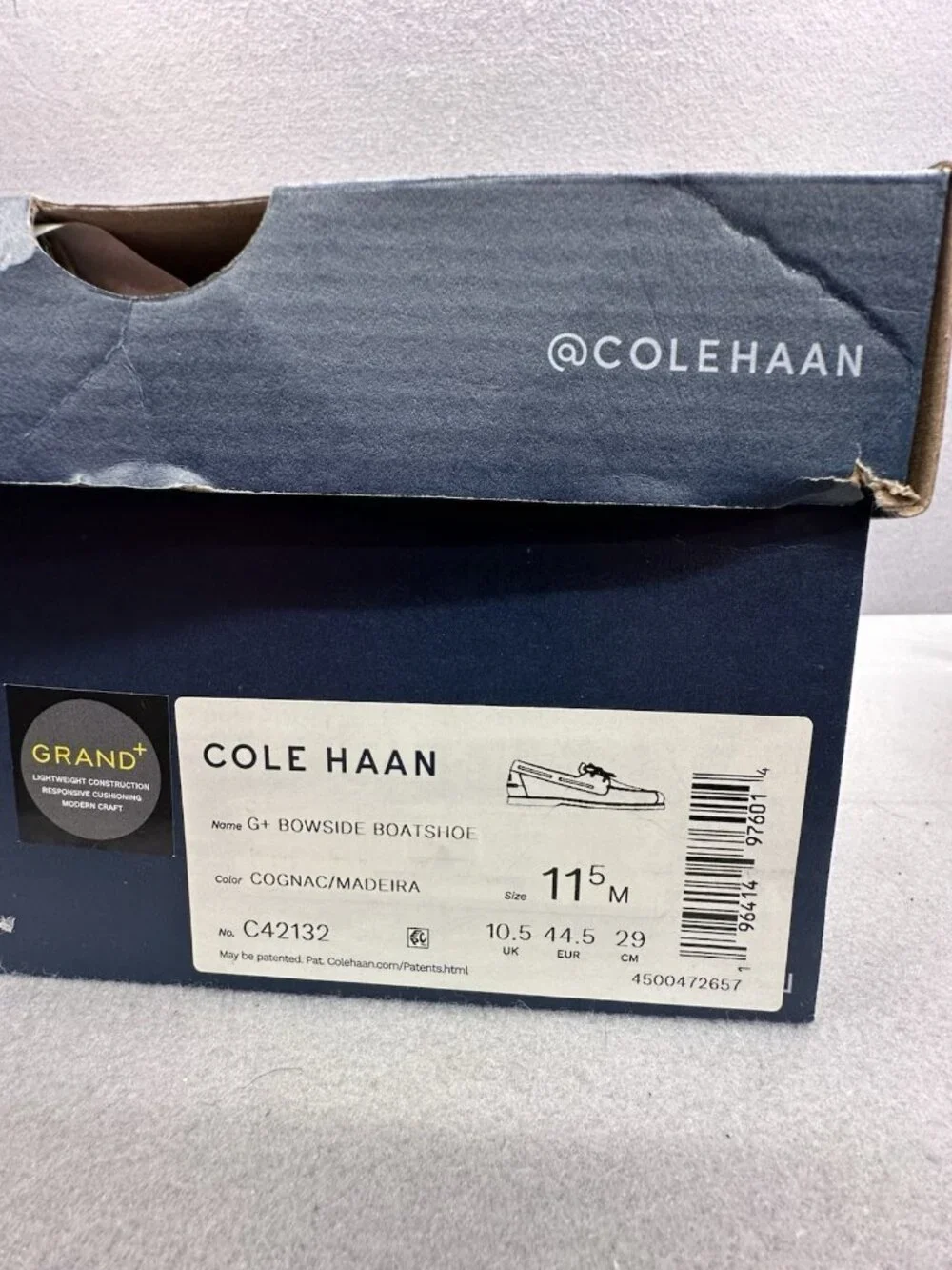 Cole Haan Grand+ Bowside Men 11.5 Boat Shoes Cognac Brown Leather Loafers C42132